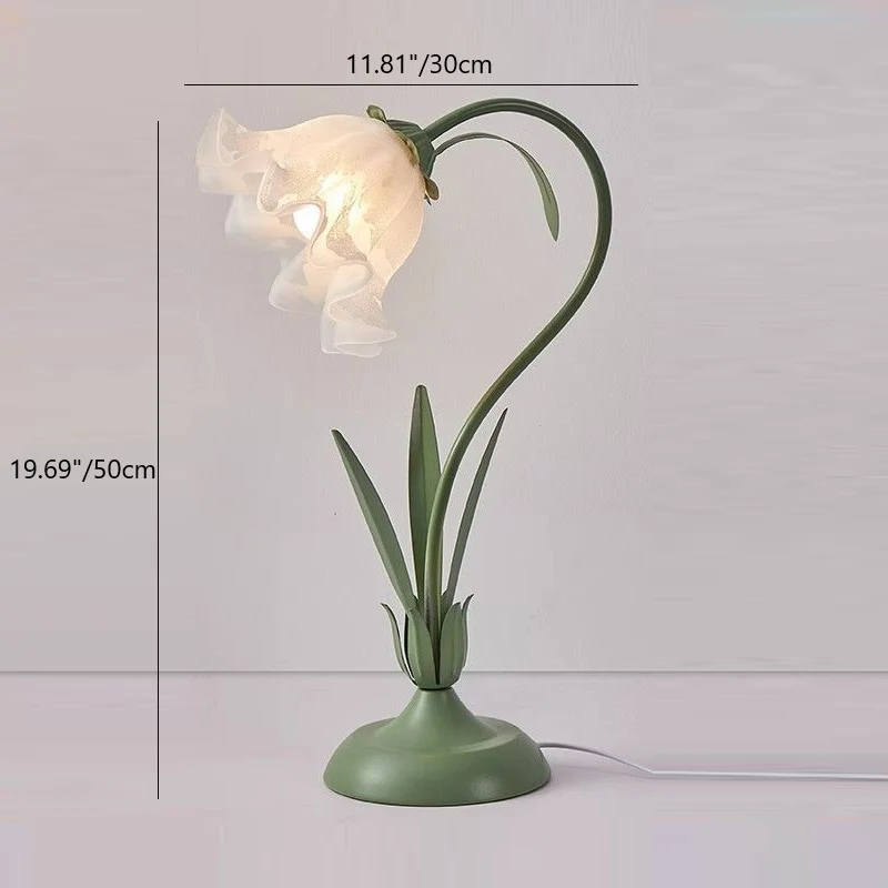 Contemporary Scandinavian Floral Disc Base Iron Acrylic 1-Light Table Lamp For Bedroom