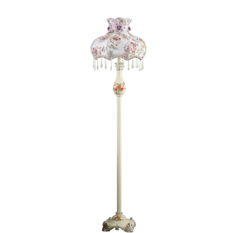 Traditional Japanese Umbrella Pendant Round Fabric Resin 1-Light Standing Floor Lamp For Living Room