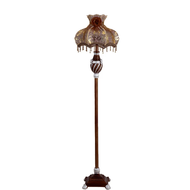 Traditional Japanese Umbrella Pendant Round Fabric Resin 1-Light Standing Floor Lamp For Living Room