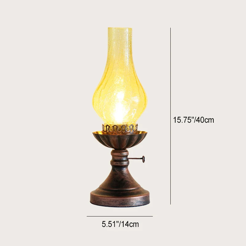 Traditional Vintage Bottle Cone Half Round Textured Iron Glass 1-Light Table Lamp For Bedroom