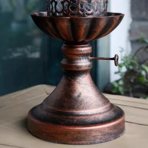 Traditional Vintage Bottle Cone Half Round Textured Iron Glass 1-Light Table Lamp For Bedroom