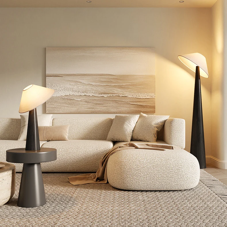 Traditional Vintage Cone Fabric Iron 1-Light Standing Floor Lamp For Living Room