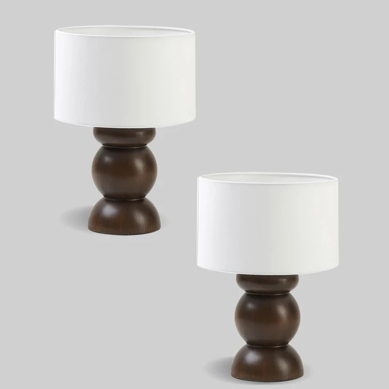 Traditional Japanese Cylinder Fabric Ash Wood 1-Light Table Lamp For Bedroom