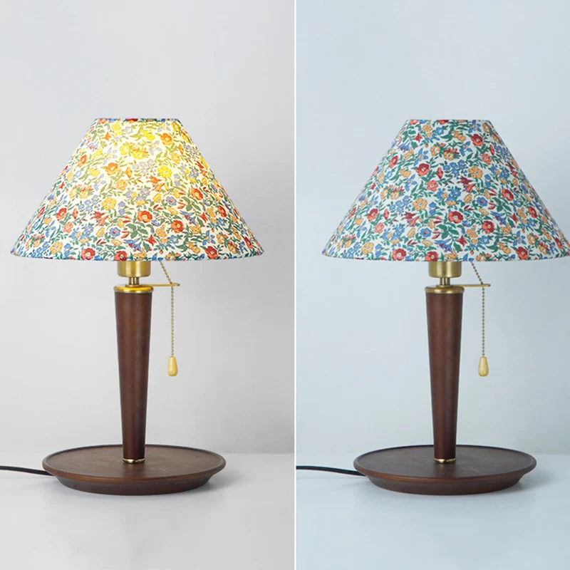 Traditional Vintage Dome Iron Wood Fabric 1-Light Table Lamp For Living Room