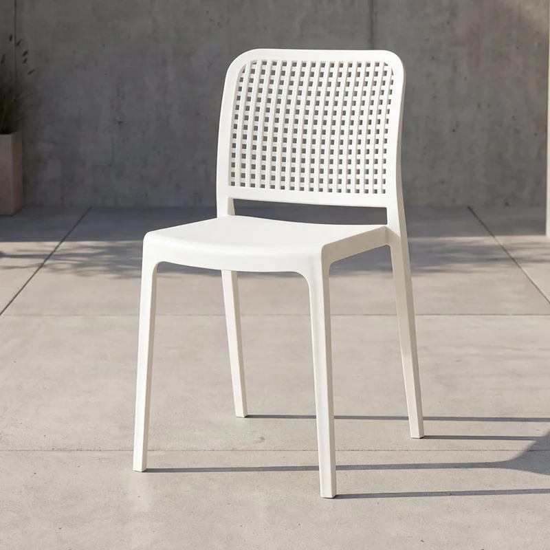 Silla Bronx, Blanco, con Espaldar en Cuadrados y Diseño Minimalista