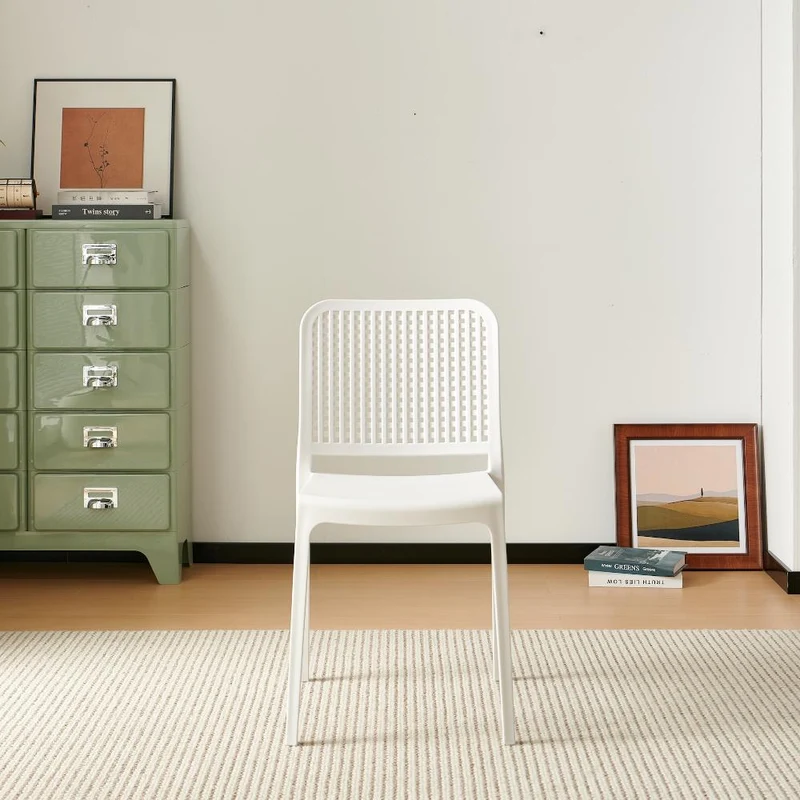 Silla Bronx, Blanco, con Espaldar en Cuadrados y Diseño Minimalista