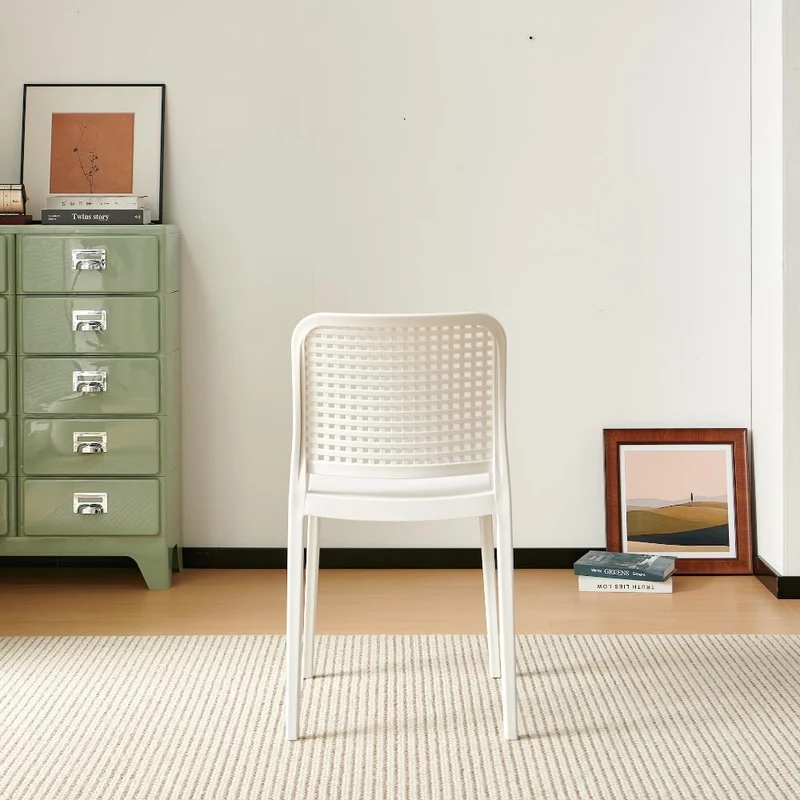 Silla Bronx, Blanco, con Espaldar en Cuadrados y Diseño Minimalista