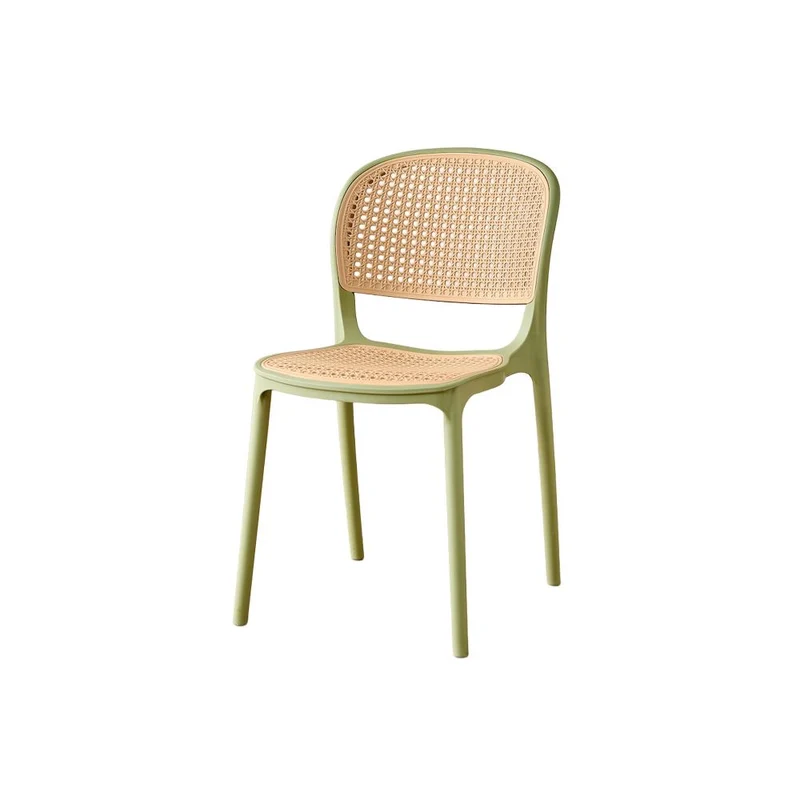 Silla Nest, Color Verde Olivo y Beige, con Espaldar y Asiento en Rejilla