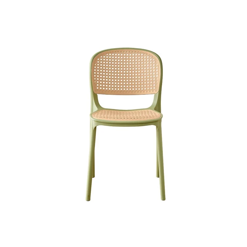 Silla Nest, Color Verde Olivo y Beige, con Espaldar y Asiento en Rejilla