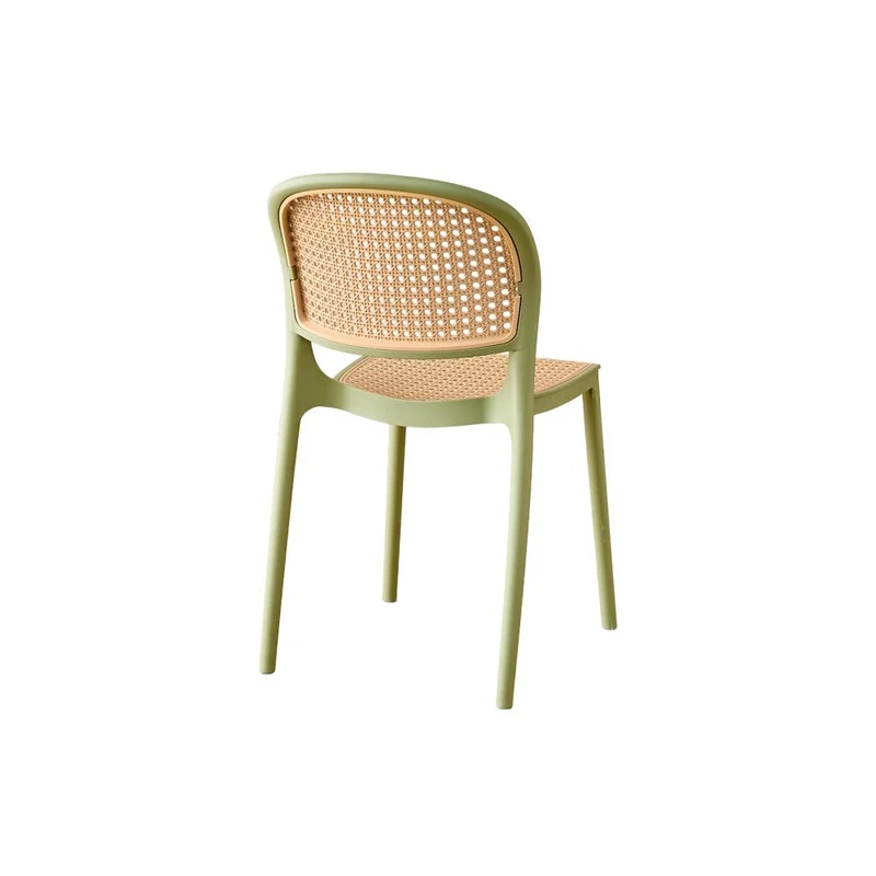 Silla Nest, Color Verde Olivo y Beige, con Espaldar y Asiento en Rejilla