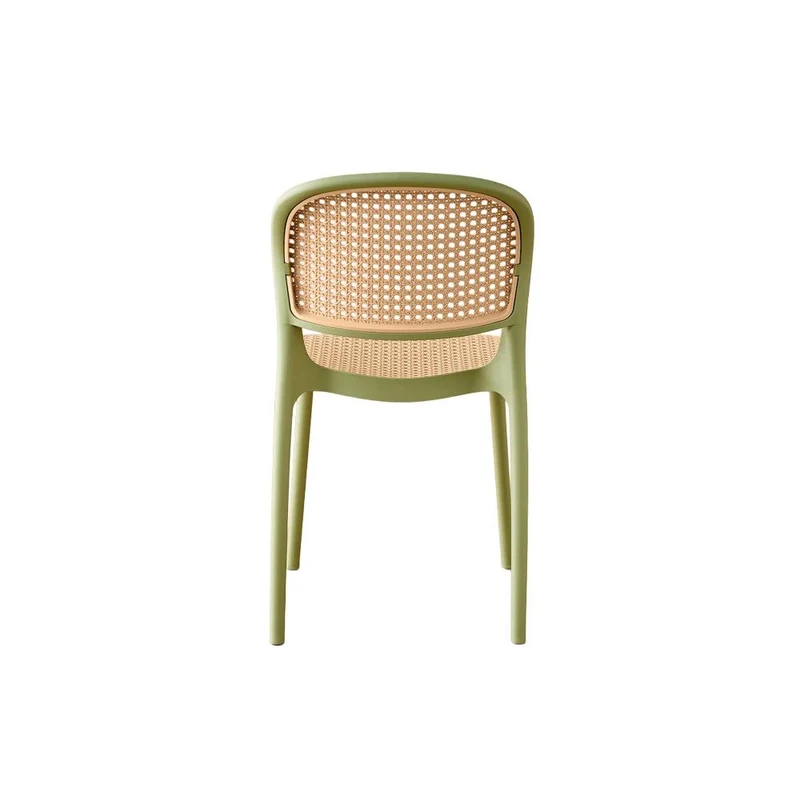 Silla Nest, Color Verde Olivo y Beige, con Espaldar y Asiento en Rejilla