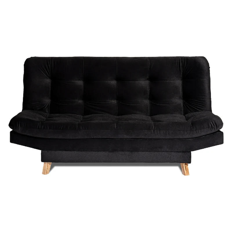 Sofá Cama Valencia Negro 3 Ptos + Cojines