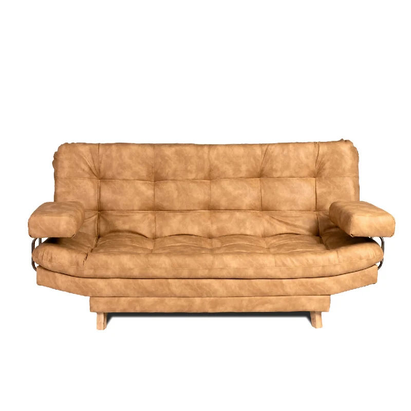 Sofá Cama Valencia Beige Sintético 3 Ptos