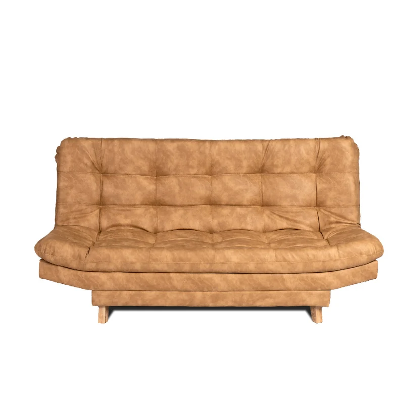 Sofá Cama Valencia Beige Sintético 3Ptos + Cojines