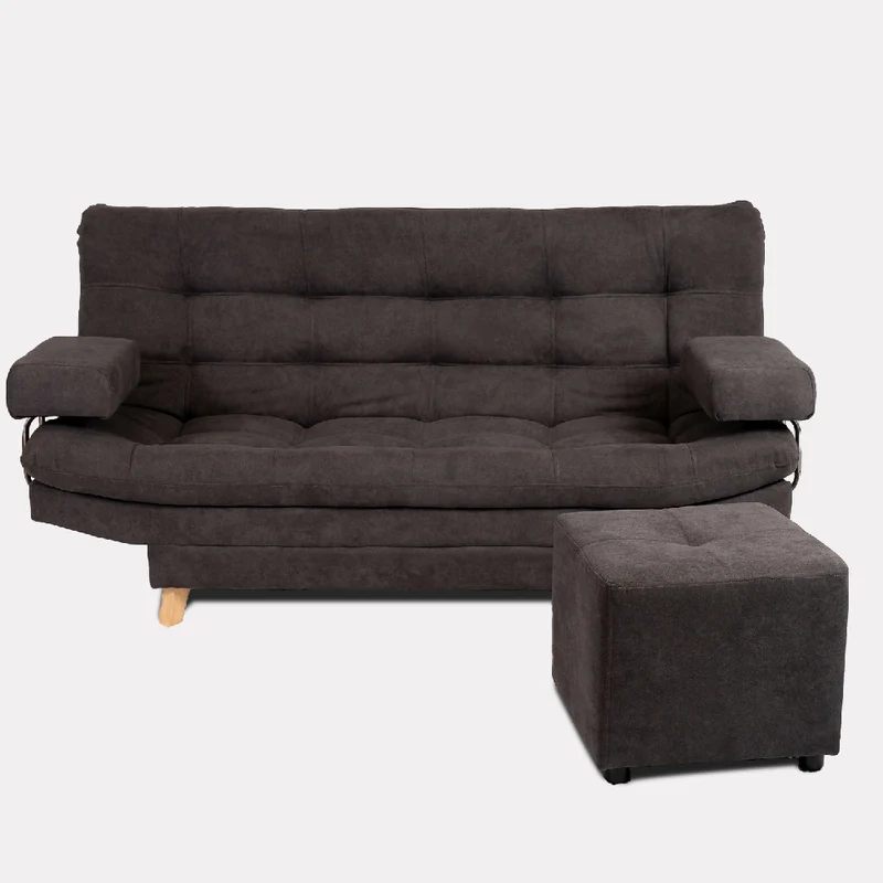 Sofá Cama Valencia Gris + Puff