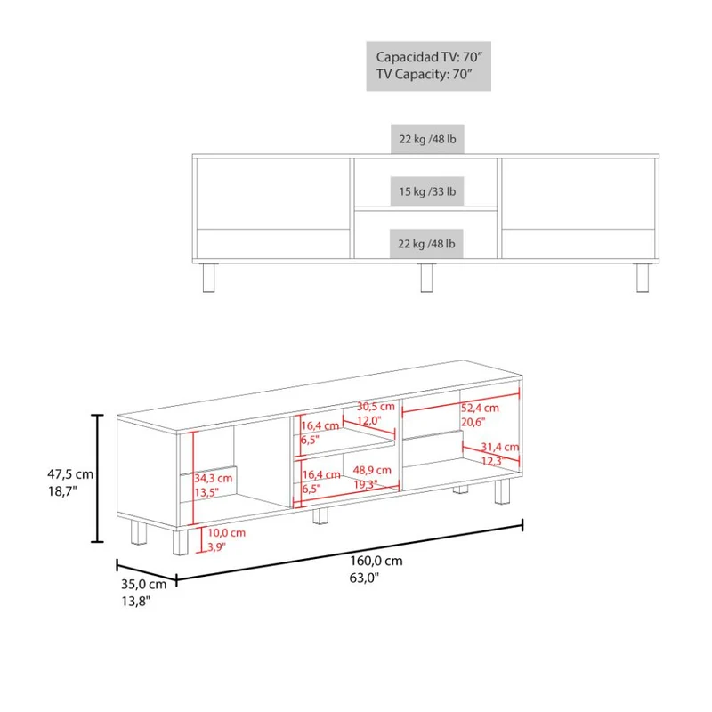 Mesa para TV Tunez Plus, Wengue, hasta 70" pulgadas ZF