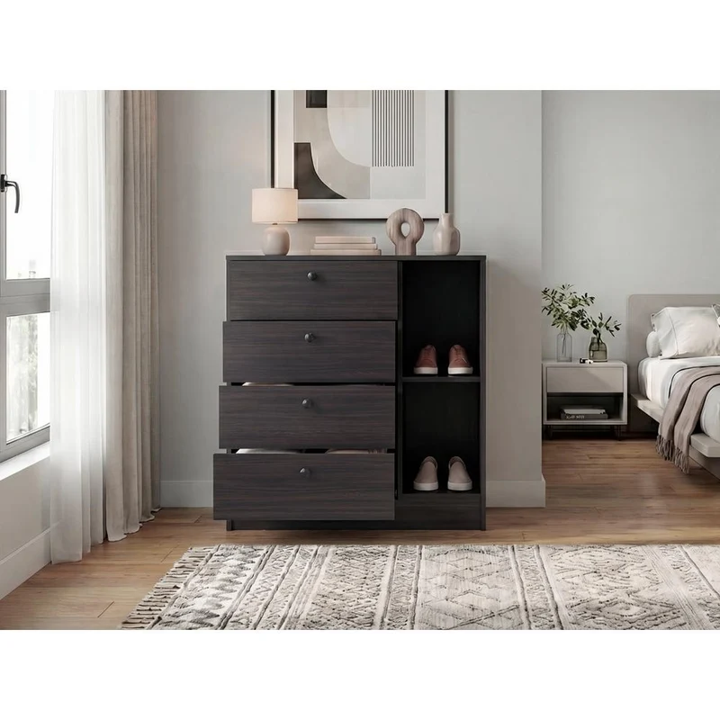 Organizador Havana, Wengue, con superficie para ubicar objetos decorativos ZF