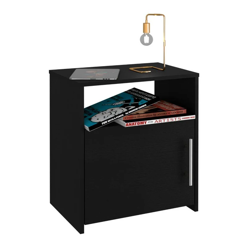 Mesa de Noche Nordik, Wengue, con una Puerta Batiente ZF