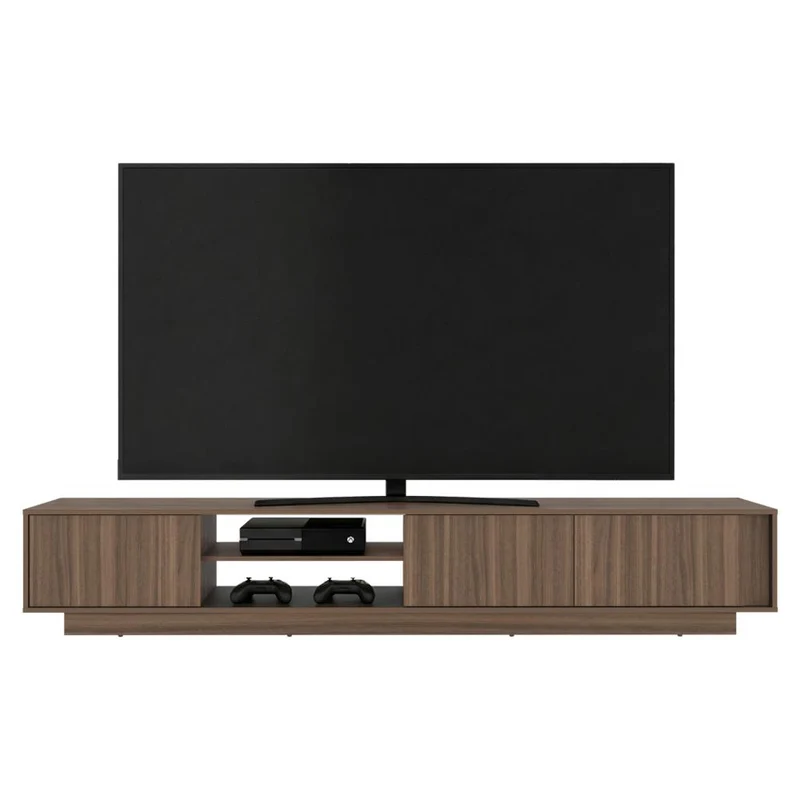 Mesa para TV Maldivas, Avellana y Wengue, para Televisor de hasta 100 Pulgadas con Tres Puertas