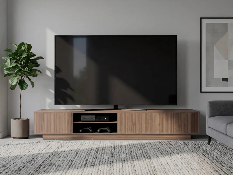 Mesa para TV Maldivas, Avellana y Wengue, para Televisor de hasta 100 Pulgadas con Tres Puertas