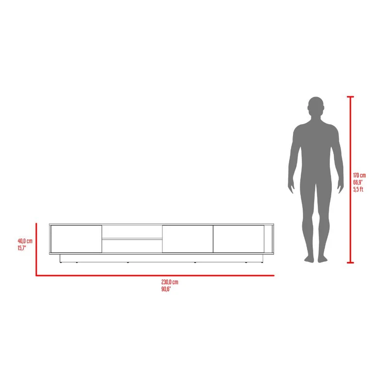 Mesa para TV Maldivas, Avellana y Wengue, para Televisor de hasta 100 Pulgadas con Tres Puertas