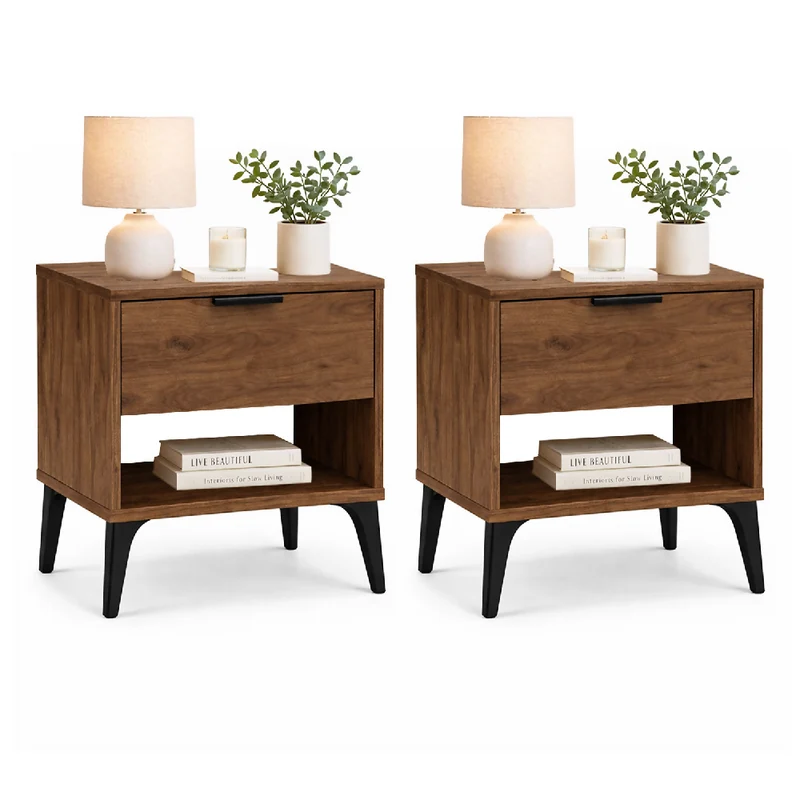Set x 2 Mesas de Noche Bony con Puerta 50x40x30cm Madera