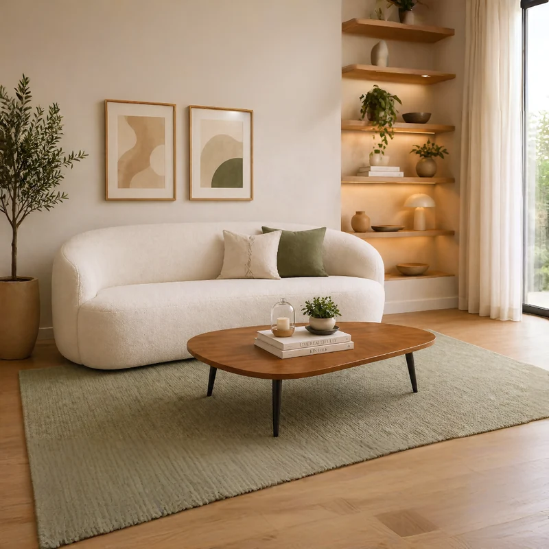 Sala Sofá Boom 72x170x80cm + Mesa Centro Tik BlancoOvejo/Amaretto