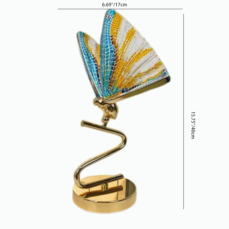 Contemporary Creative Colorful Butterfly Zinc Alloy Iron Acrylic LED Table Lamp For Bedroom