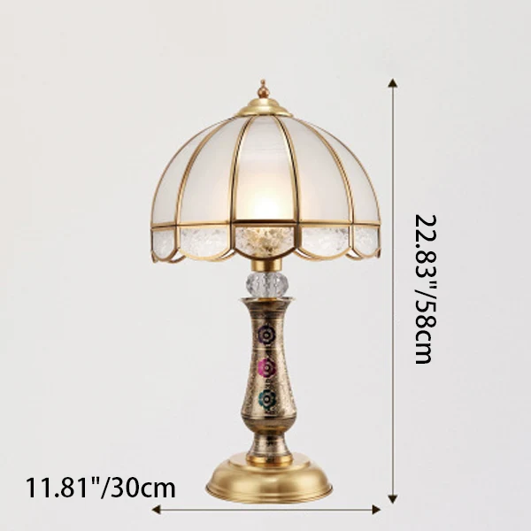 Traditional European Dome Brass Glass 1-Light Table Lamp For Bedroom