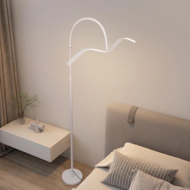 Modern Minimalist Wave Aluminum Iron Silicone LED Standing Floor Lamp For Living Room