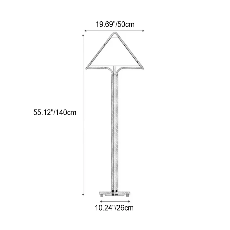 Traditional Vintage Triangle Shape Round Cone Wood Linen 1-Light Standing Floor Lamp For Bedroom