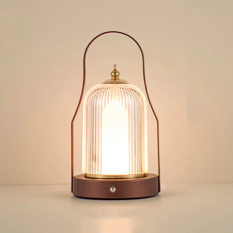 Contemporary Creative Cylinder Round Ball Mountain Shape Round Base Iron Acrylic LED Table Lamp For Bedroom