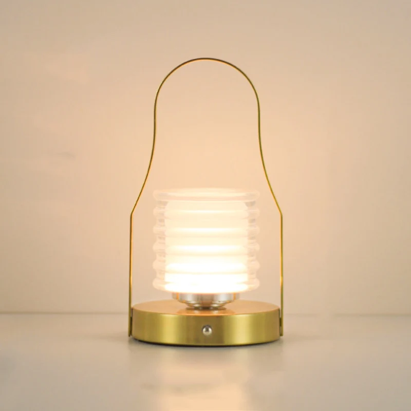 Contemporary Creative Cylinder Round Ball Mountain Shape Round Base Iron Acrylic LED Table Lamp For Bedroom