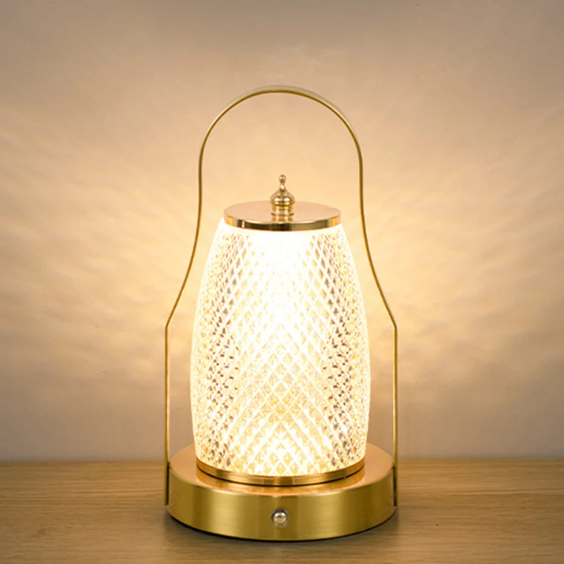 Contemporary Creative Cylinder Round Ball Mountain Shape Round Base Iron Acrylic LED Table Lamp For Bedroom