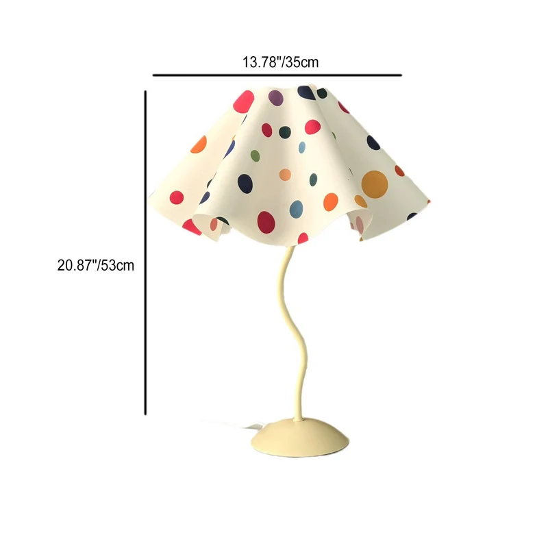 Contemporary Nordic Umbrella Shaped Petal Irregular Dopamine Colorful Dots Hardware Fabric 1-Light Table Lamp For Bedroom