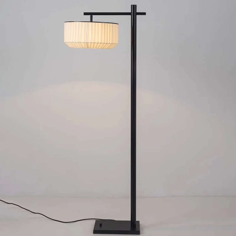 Modern Minimalist Round Cylinder Iron Fabric 1-Light Standing Floor Lamp For Bedroom