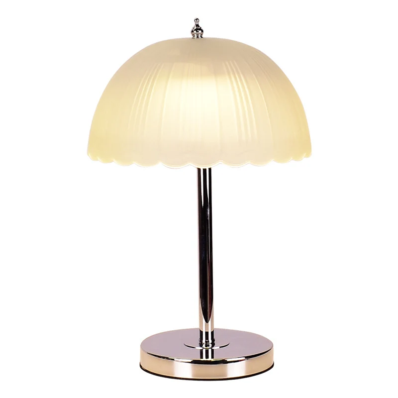 Contemporary Nordic Semicircle Petal Dome Glass Iron 1-Light Table Lamp For Living Room