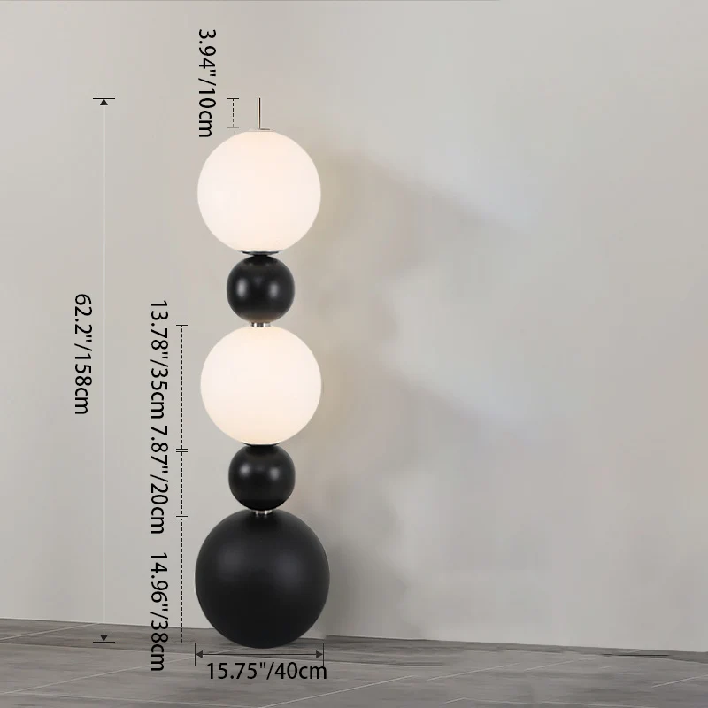 Contemporary Creative Sugarloaf Round Orb Resin Stainless Steel Glass LED Standing Floor Lamp For Living Room