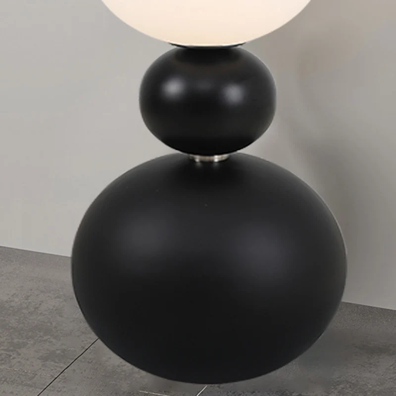 Contemporary Creative Sugarloaf Round Orb Resin Stainless Steel Glass LED Standing Floor Lamp For Living Room