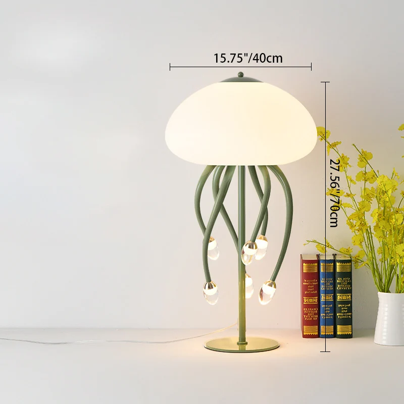 Contemporary Scandinavian Jellyfish Disc Base Iron Acrylic LED Table Lamp For Bedroom