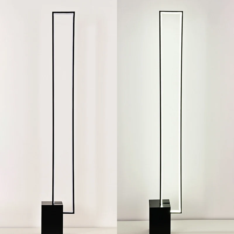 Contemporary Scandinavian Rectangular Long Square Base Iron Silicone Aluminum LED Standing Floor Lamp For Living Room