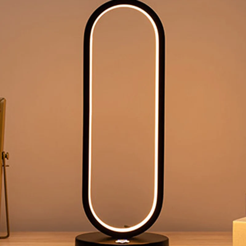 Modern Minimalist Ellipse S Shape Iron Aluminum Silicone LED Table Lamp For Bedroom