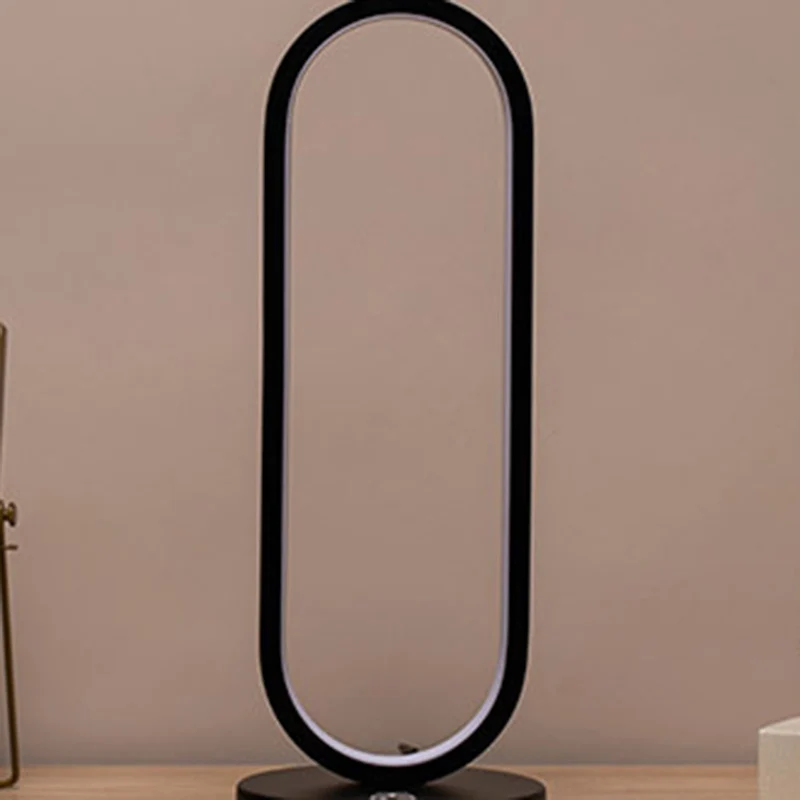 Modern Minimalist Ellipse S Shape Iron Aluminum Silicone LED Table Lamp For Bedroom