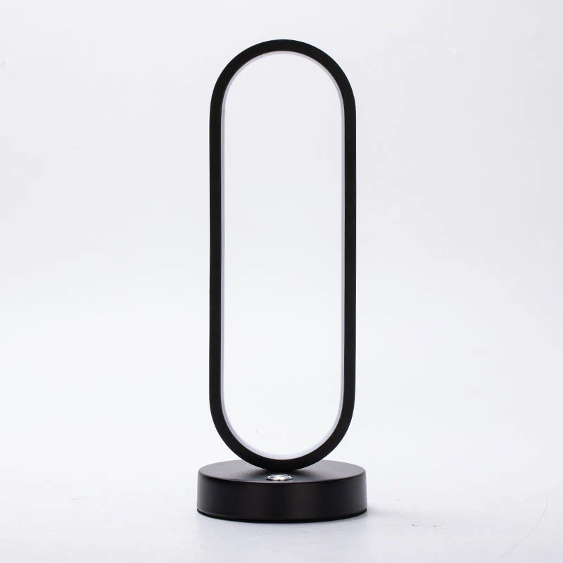Modern Minimalist Ellipse S Shape Iron Aluminum Silicone LED Table Lamp For Bedroom