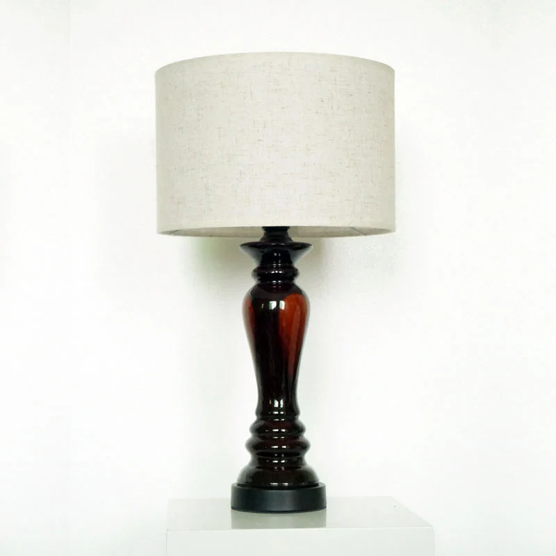 Traditional Vintage Cylinder Ceramic Metal Fabric 1-Light Table Lamp For Bedroom