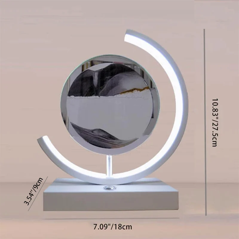 Contemporary Creative USB Rechargeable Metal Acrylic Round Quicksand Drawing LED Table Lamp Night Light For Bedside