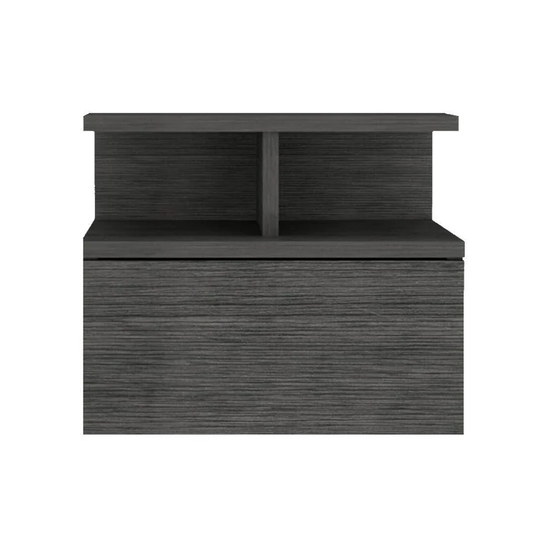 Mesa de Noche Flotante Nube, Gris, con un Cajón y División de Dos Entrepaños ZF