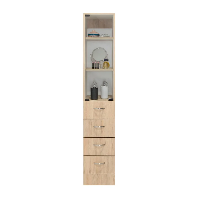 Organizador de Baño Picasso, Beige y Blanco, con Cuatro Cajones Deslizables ZF