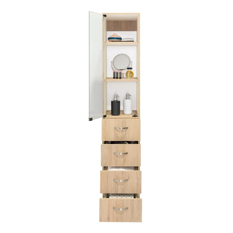 Organizador de Baño Picasso, Beige y Blanco, con Cuatro Cajones Deslizables ZF