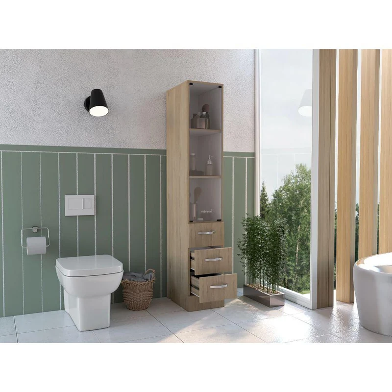 Organizador de Baño Picasso, Beige y Blanco, con Cuatro Cajones Deslizables ZF